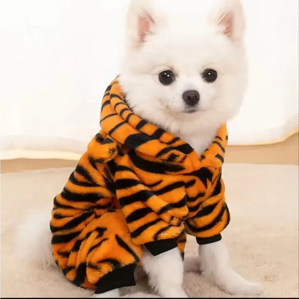 Dog Tiger Hooded Outfit Size Large